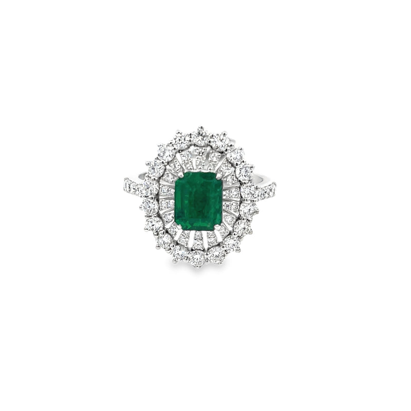Ring - Oval Pave Diamonds with Emerald Center Stone