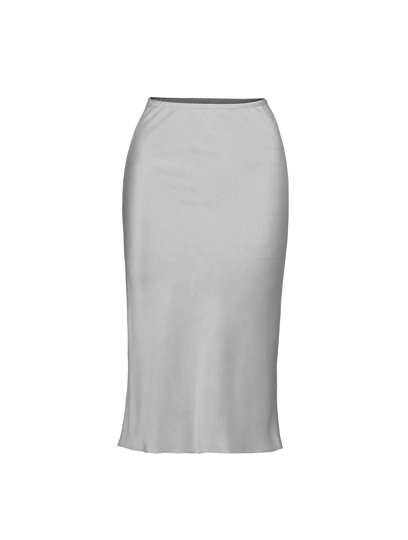 Slip Skirt Heavy Silk Charmeuse - Silver