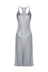 Helenita Dress -30mm Silk Charmeuse - Silver and Military