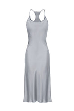 Helenita Dress -30mm Silk Charmeuse - Silver and Military