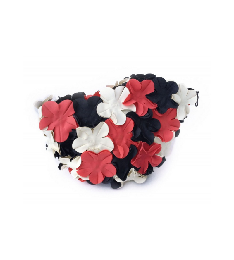 Flower Swim Bag- Black/Red/White
