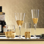 Fez Cut Stemless Red Wine Glass with Gold Leaf