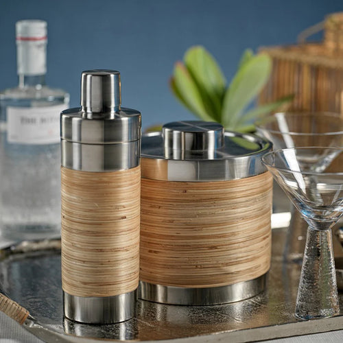 Palmae Rattan and Matt Steel Cocktail Shaker