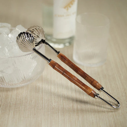 The Colony Ice Tong- Bamboo/Nickel