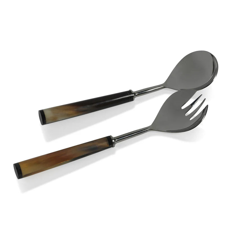 Langham Salad Server Set, Horn Handles- Large