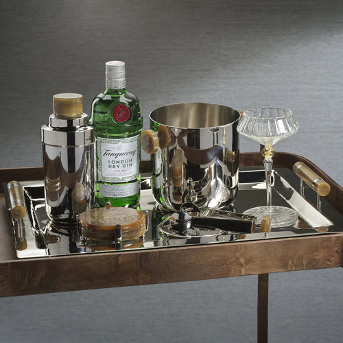 Spiga Serving Tray-Nickel/Amber