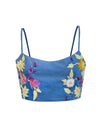 Floral Beaded Tie Front Bandeau Top