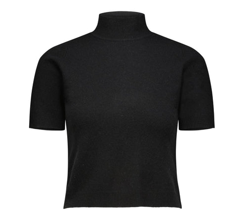 Cashmere Short Sleeve Mock Neck