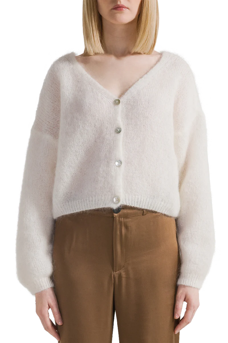 Cornelia Cropped Cardigan-Light Taupe