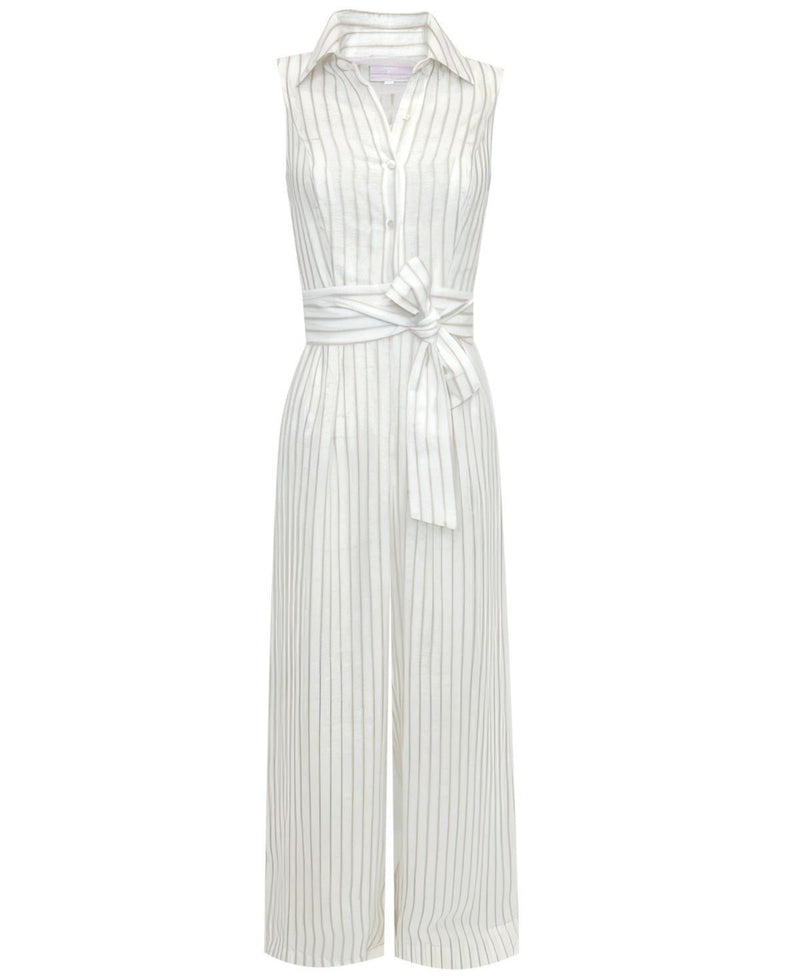 Rosie Jumpsuit - White with Gold Stripe