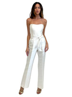 Strapless Jumpsuit-silk wool- Ivory