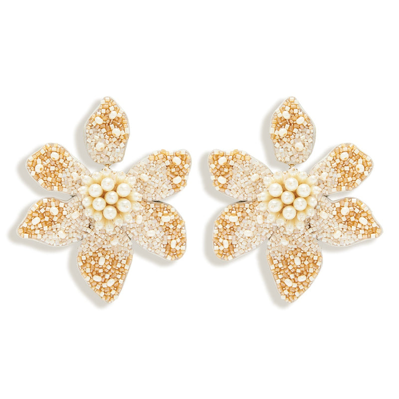 Camellia Pearl Earrings - White