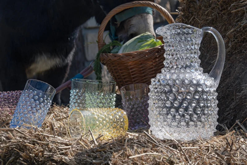 Hobnail Square Jug-Clear