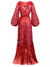 Aliett Maxi Dress Embriodered chiffon - Red Sequin