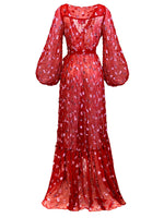 Aliett Maxi Dress Embriodered chiffon - Red Sequin