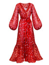 Aliett Maxi Dress Embriodered chiffon - Red Sequin