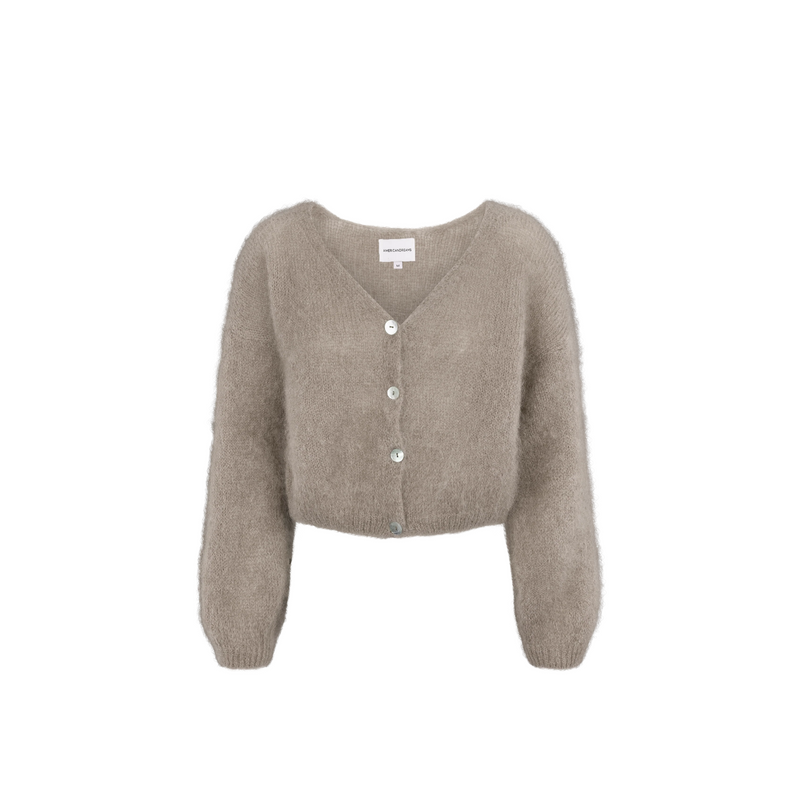 Cornelia Cropped Cardigan-Light Taupe