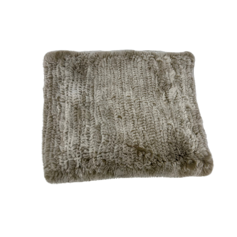 Rex Rabbit Fur Large Funnel Snood - Taupe/Wht
