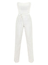 Strapless Jumpsuit-silk wool- Ivory