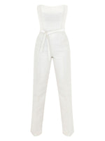 Strapless Jumpsuit-silk wool- Ivory