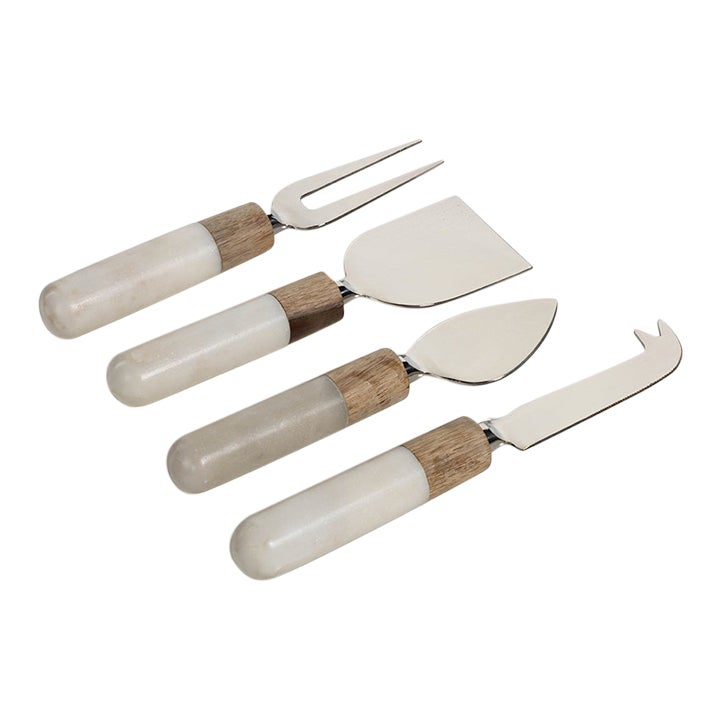 Marble and Wood Cheese Tool - Set of 4