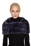 Rex Rabbit Fur Large Funnel Snood - Navy