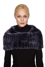 Rex Rabbit Fur Large Funnel Snood - Navy